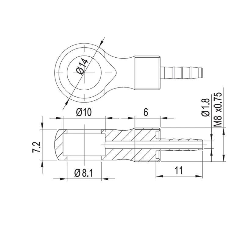 Banjo End - Alligator Leitungsanschluss 90°-Leitung Formula Evoluzione Aluminium 2 Banjo End - Alligator Leitungsanschluss 90°-Leitung Formula Evoluzione Aluminium – Bild 2
