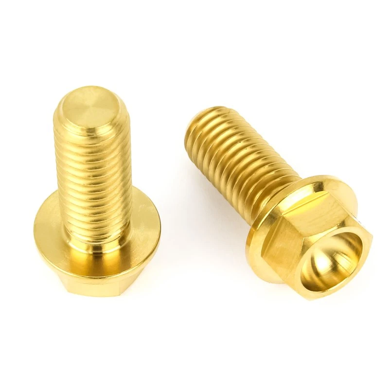 Titan Schrauben - Flacher Sechskant Mit Bund - Gold Nitriert 1 Titan Schrauben - Flacher Sechskant Mit Bund - Gold Nitriert