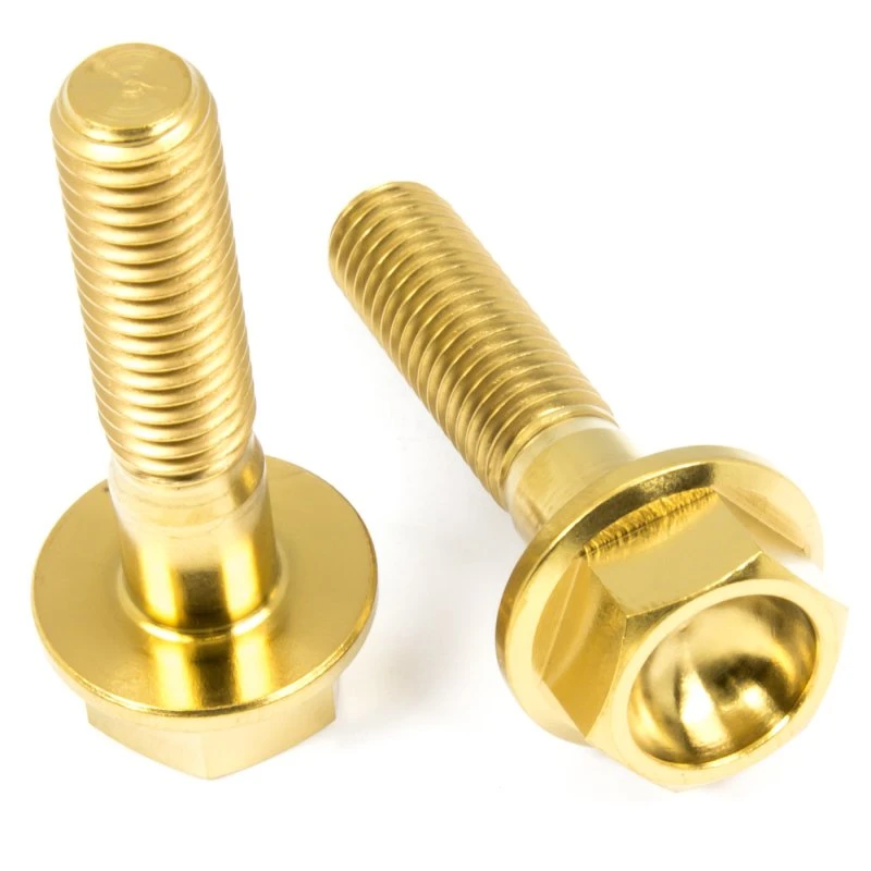 Titan Schrauben - Sechskant Mit Bund - DIN6921 - Gold Nitriert 1 Titan Schrauben - Sechskant Mit Bund - DIN6921 - Gold Nitriert